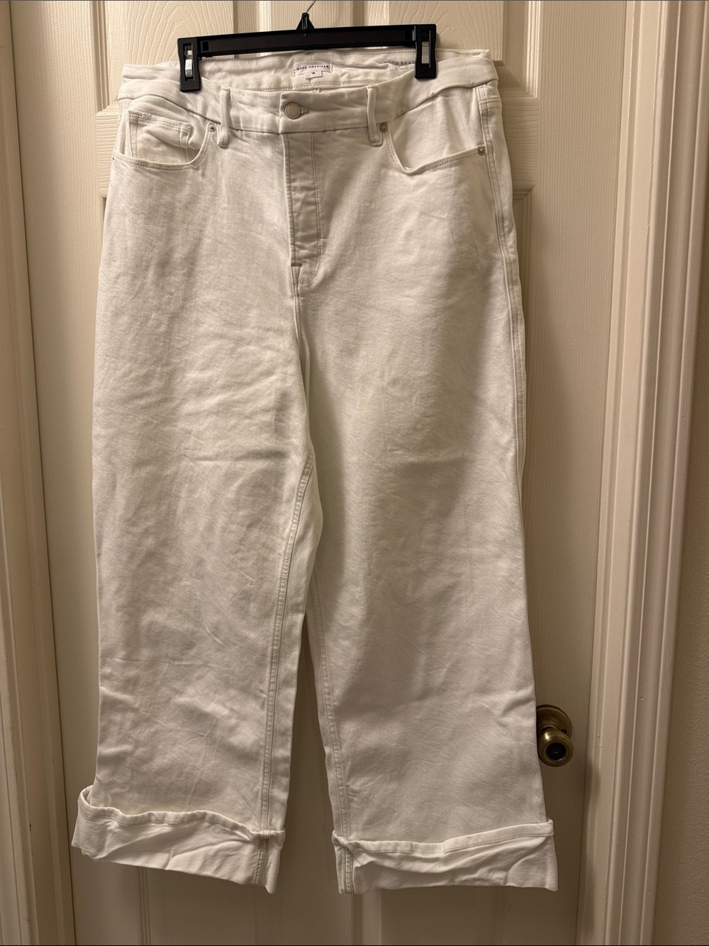 Good American White Wide-Leg High-Rise Jeans